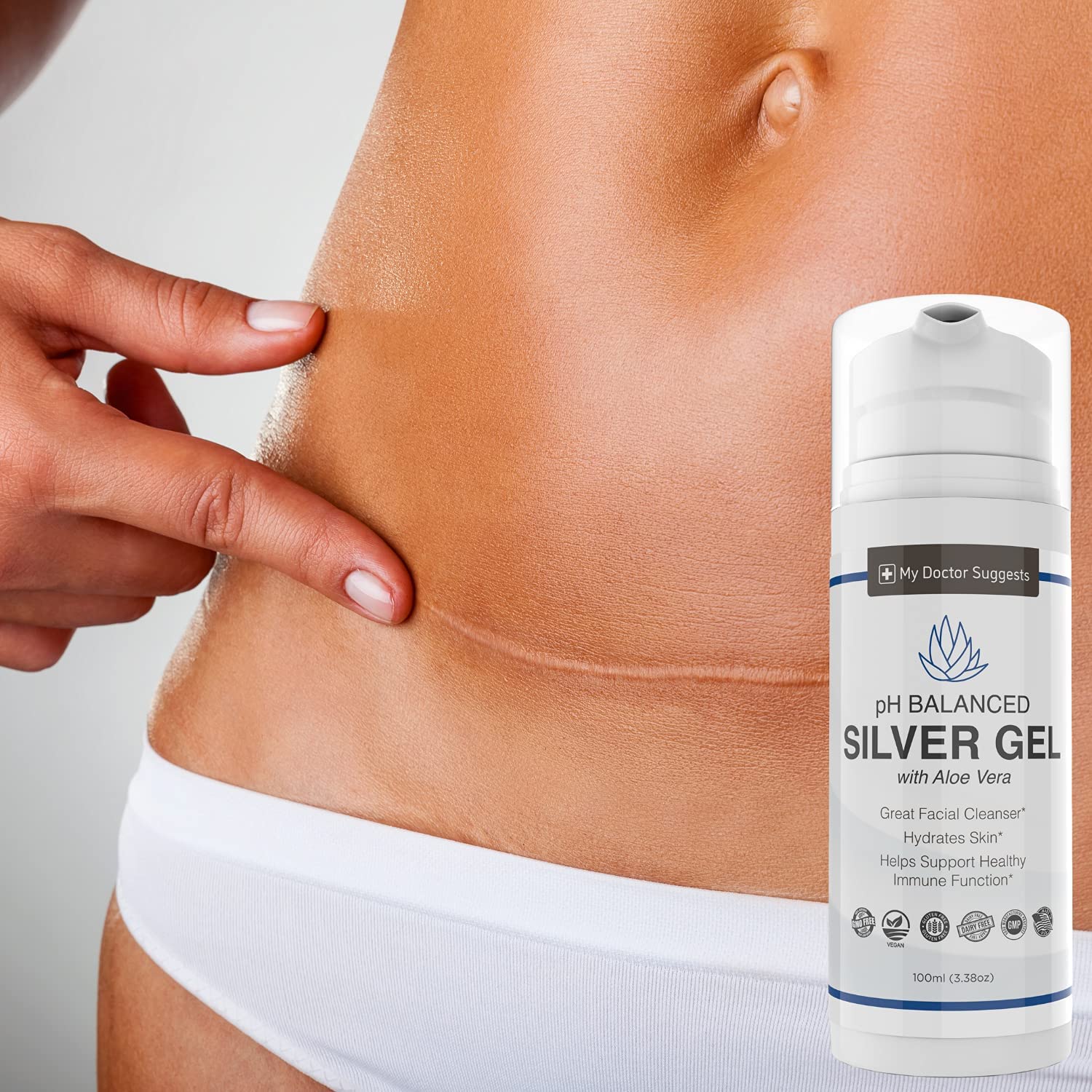 GMP-certified USA production seal emphasizes trust and purity in the gel.