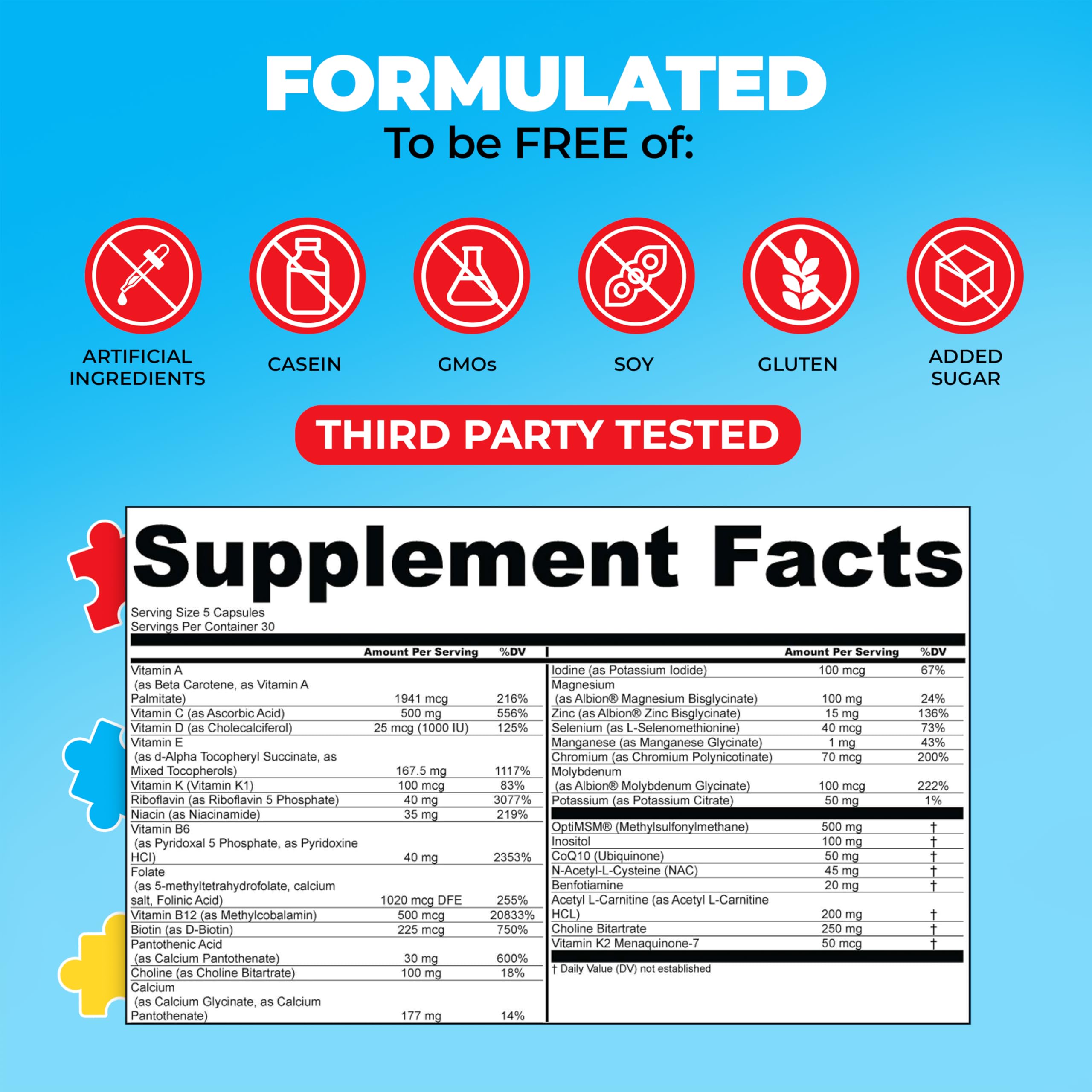 My Spectrum Heroes ingredient label shows dairy-free and gluten-free attributes