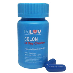 MY TRULUV 14-Day Cleanse bottle shows natural ingredients for digestive wellness.