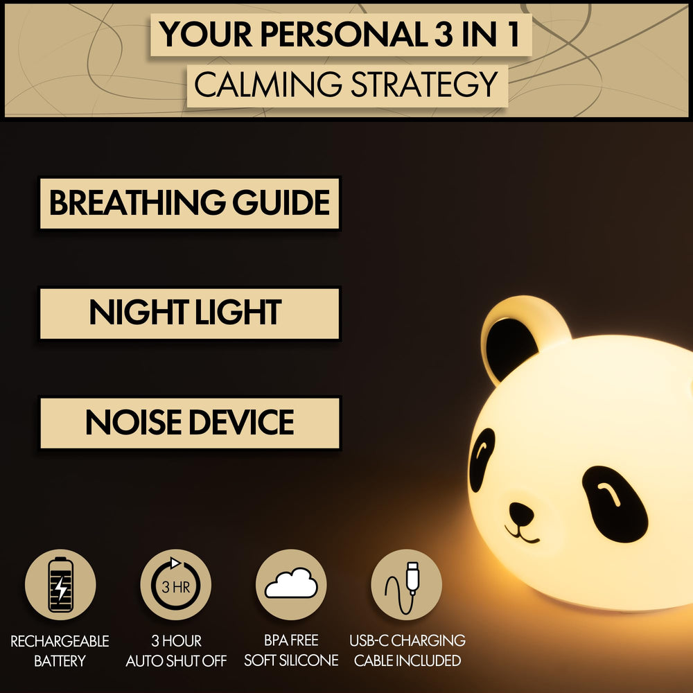 My Zen Den Presence Panda night-light setting creates a cozy bedtime ambiance.
