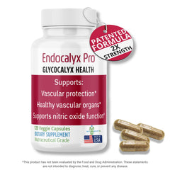 MYBODYRX Endocalyx Pro capsules closeup shows daily capsules designed for glycocalyx support.