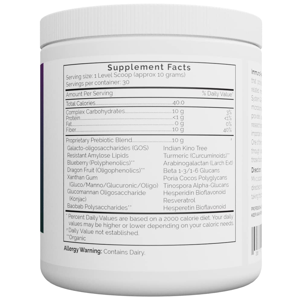 MYBYOME Immuno Pre-Byome jar closeup emphasizing clean packaging and quality.