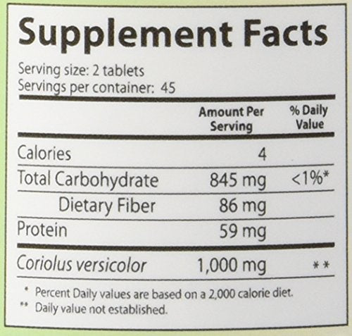 Mycology Research Labs Coriolus Versicolor packaging side view highlights no artificial colors or lactose.