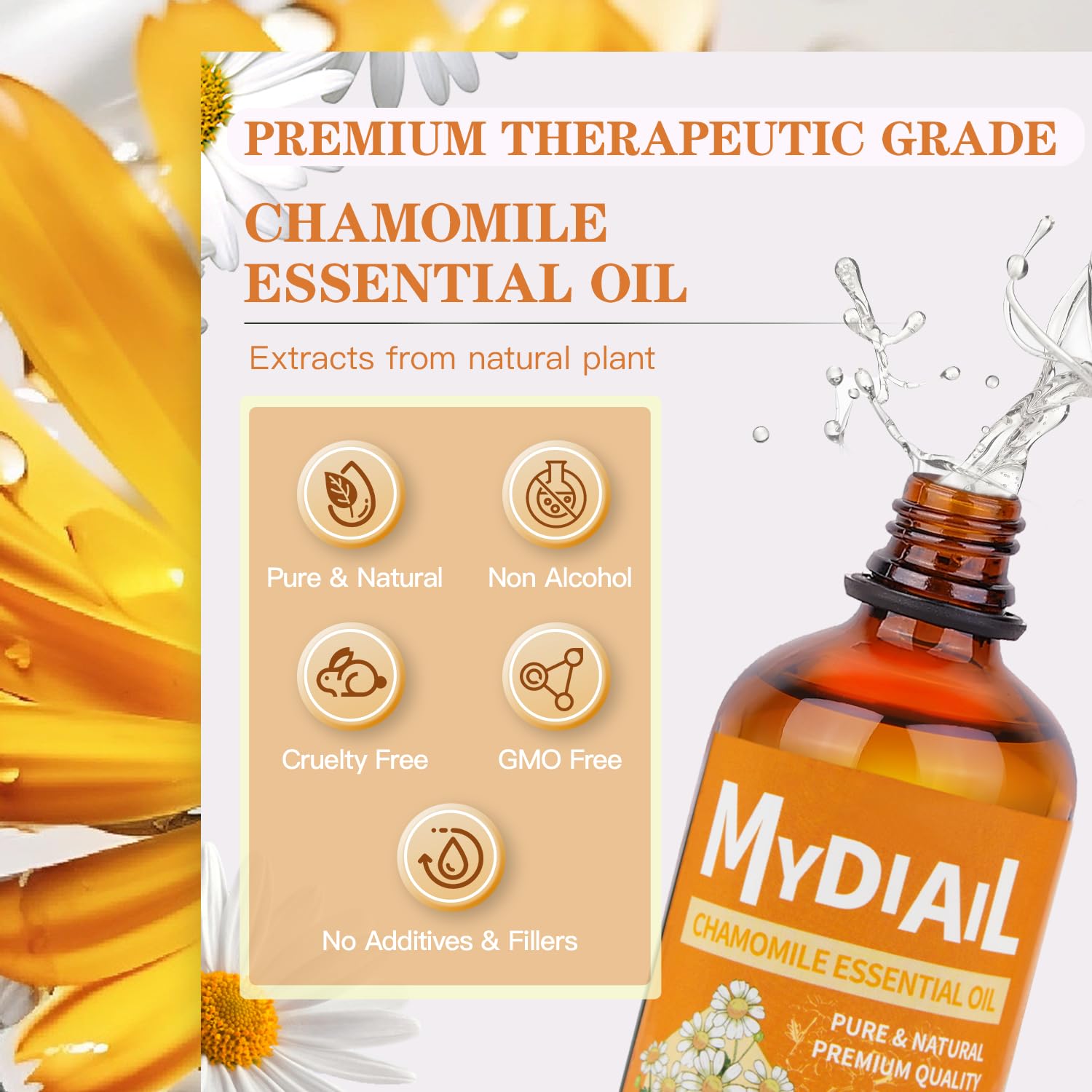 A diffuser scene with MYDIAIL Chamomile oil for relaxing ambience.