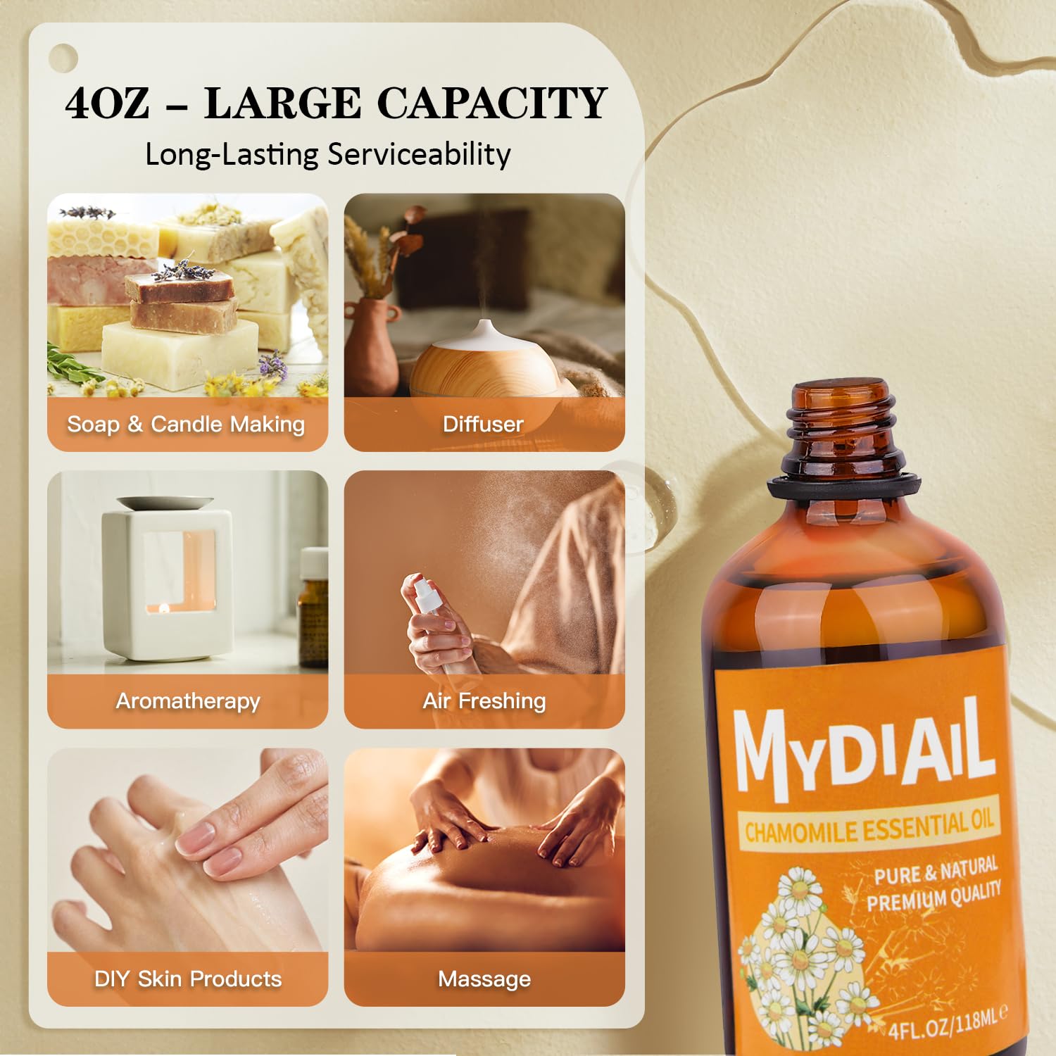Soap and candle making setup featuring MYDIAIL chamomile oil.