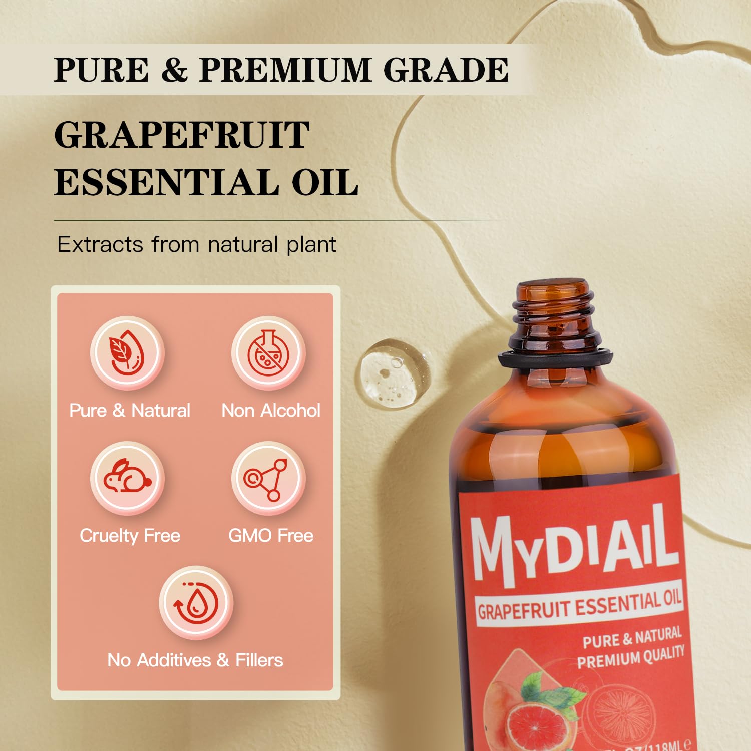 MYDIAIL Grapefruit essential oil diffuser releasing bright citrus fragrance.