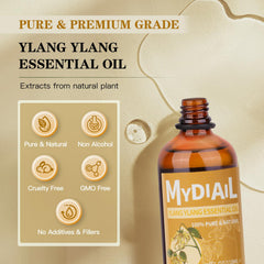 MYDIAIL Ylang Ylang oil diffuser drops ready to scent spaces with floral notes.