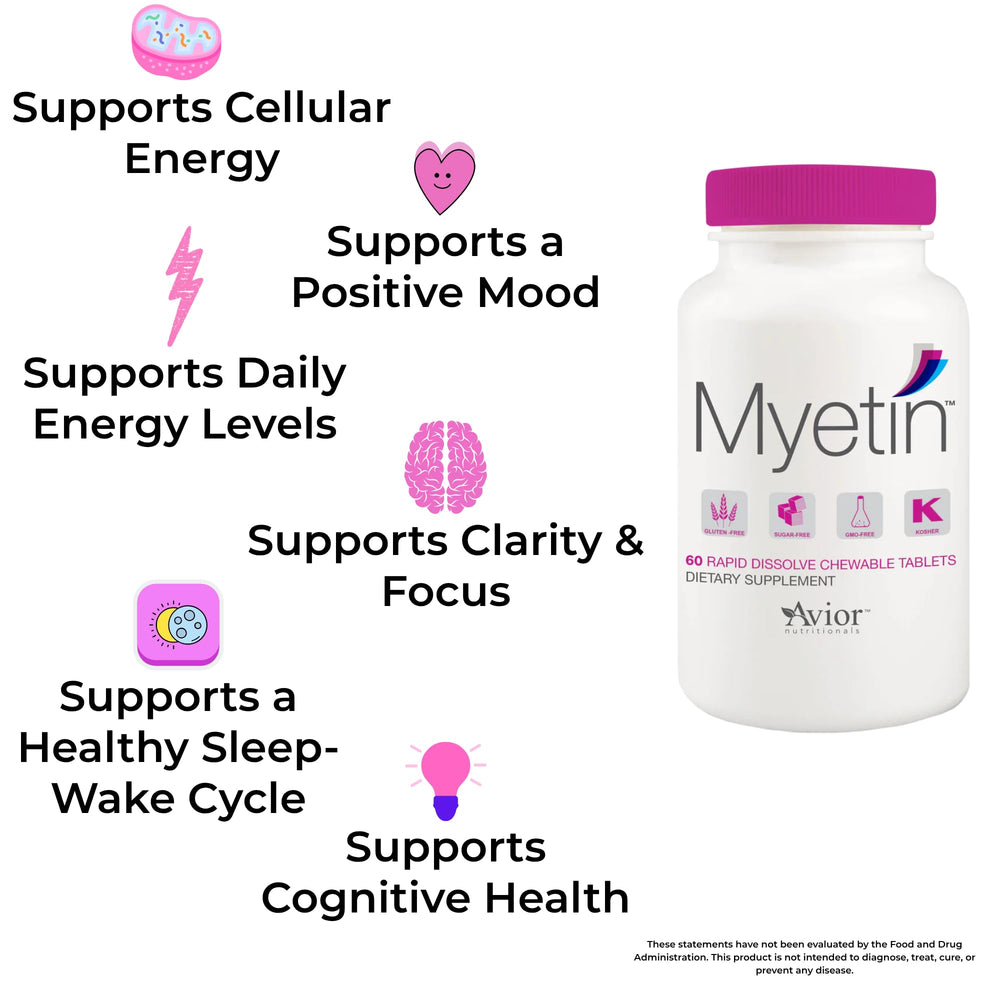 Close-up of Myetin NAD+ and High-Dose Biotin chewable tablet for on-the-go use