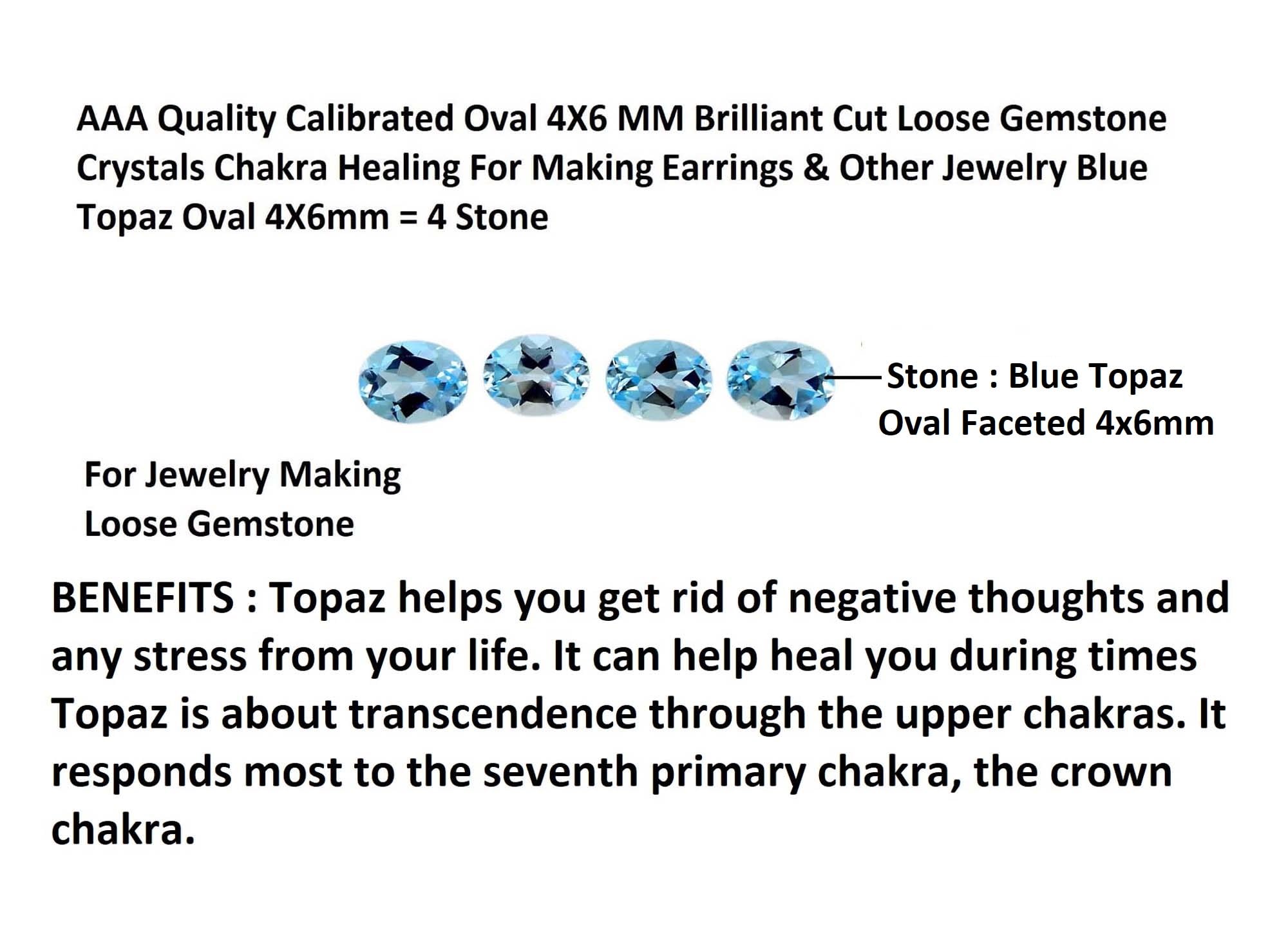 Myhealingworld blue topaz oval 4x6mm four-stone natural shine on ready-to-use gems