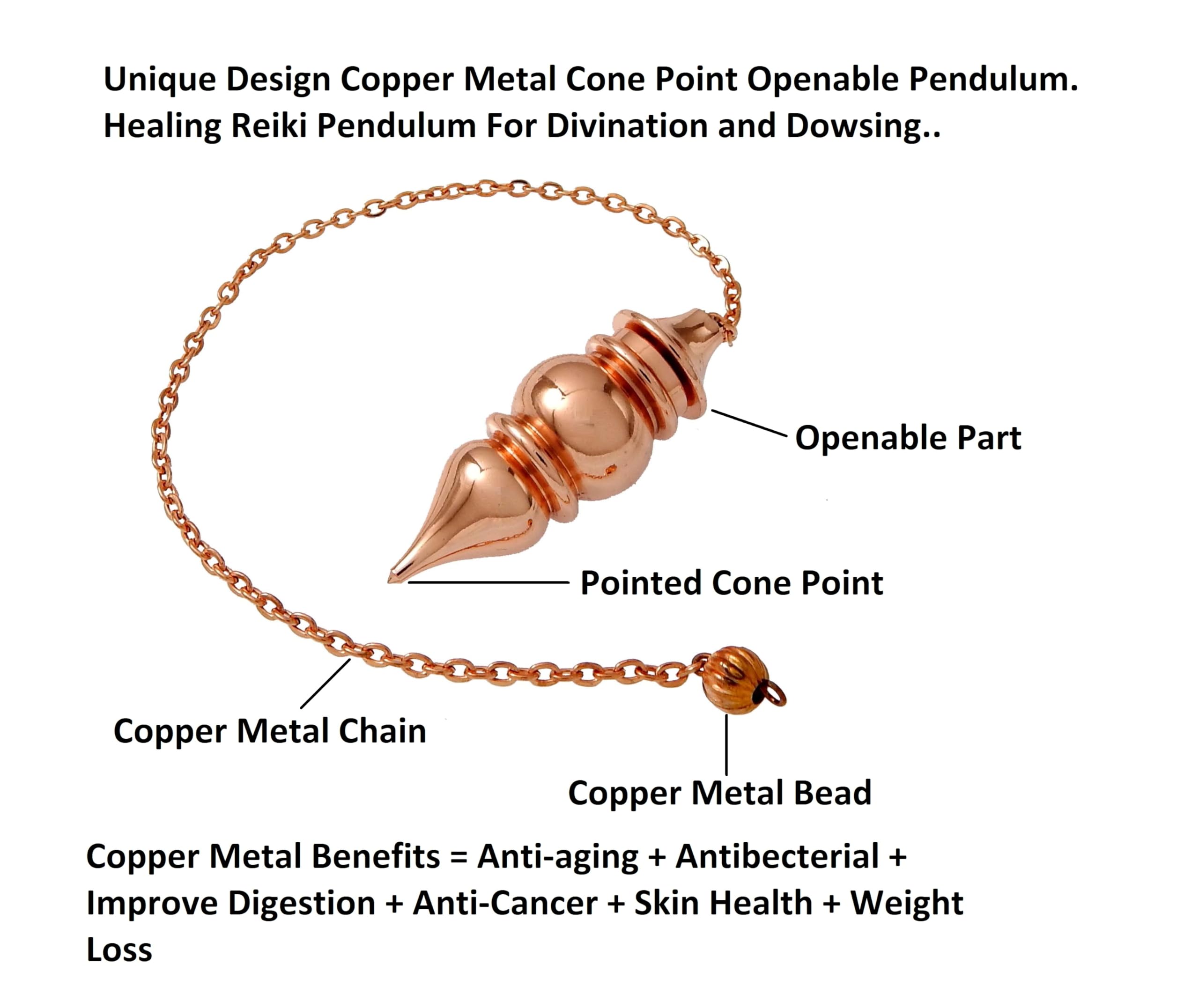 Myhealingworld copper pendulum designed for spiritual healing rituals and ceremonial use.