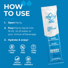 MyHy Zero Hydration Packets Berry travel pack ready for on-the-go hydration