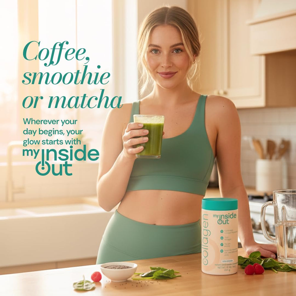 Grass-fed myInsideOut Collagen Peptides powder measures 20 g per serving