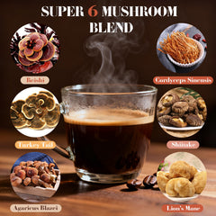 Close-up of Lion’s Mane and Reishi mushrooms in MYKAF blend