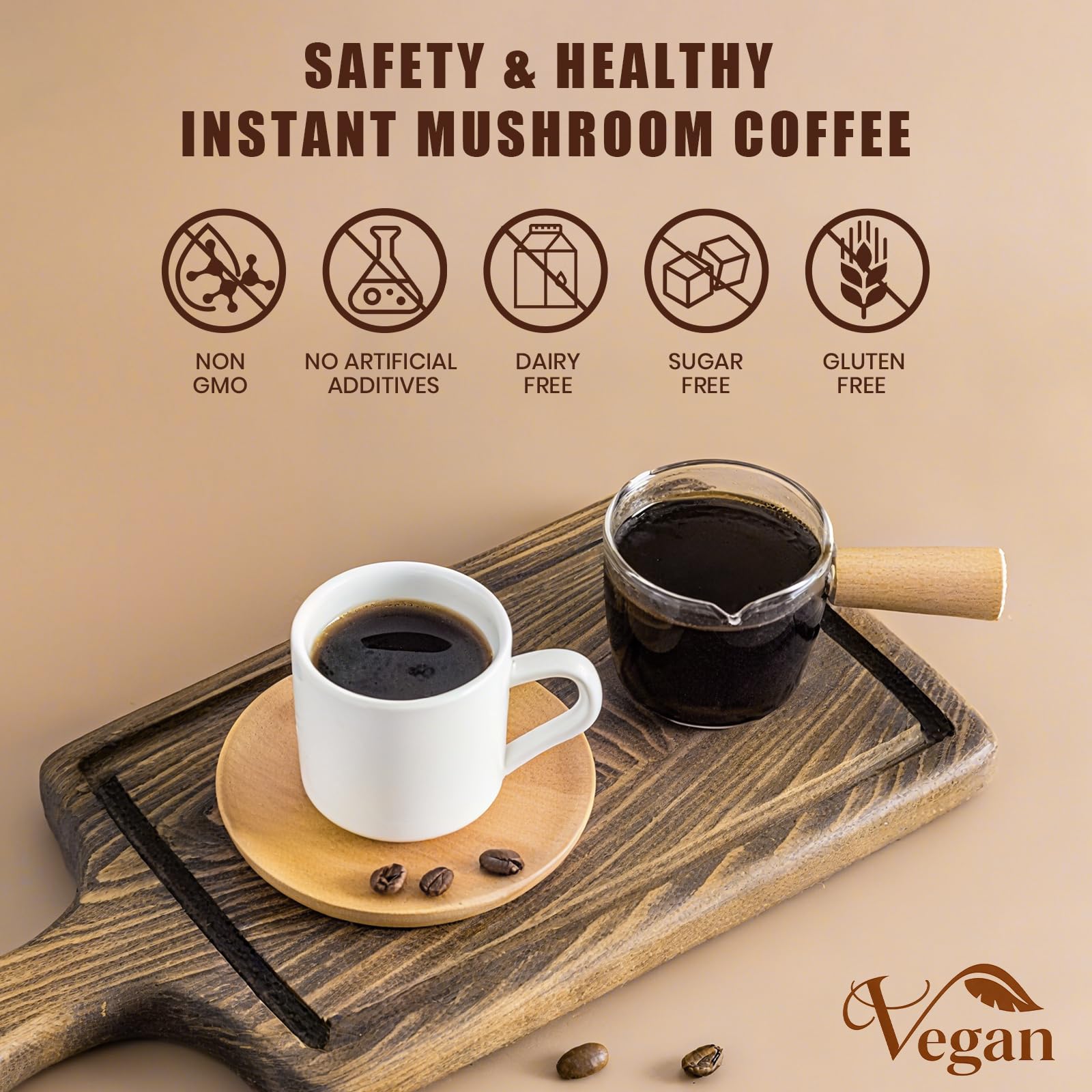 MYKORA Mushroom Coffee retail display hints popularity and availability.