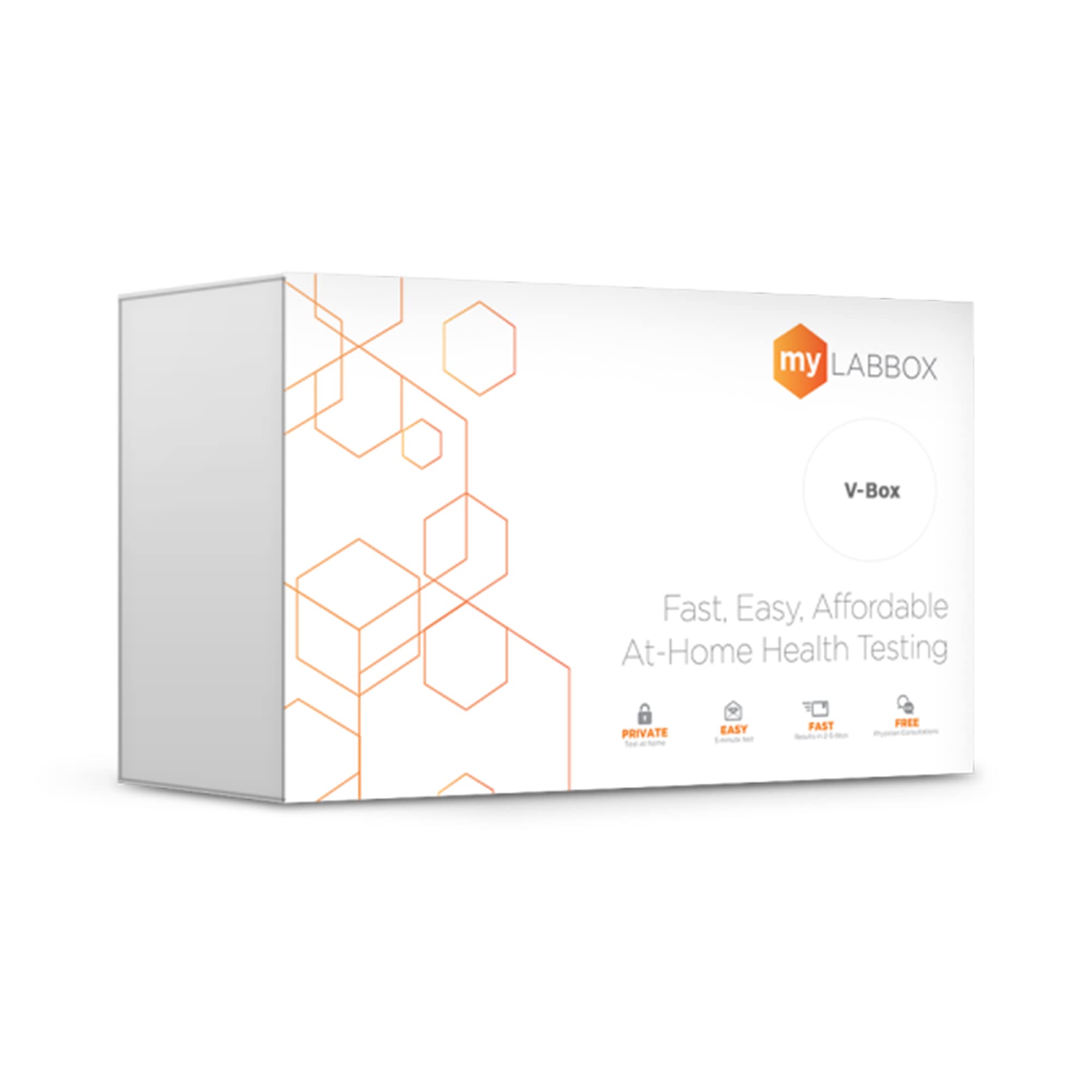 myLAB Box V-Box at-home test kit in discreet packaging for vaginal health.