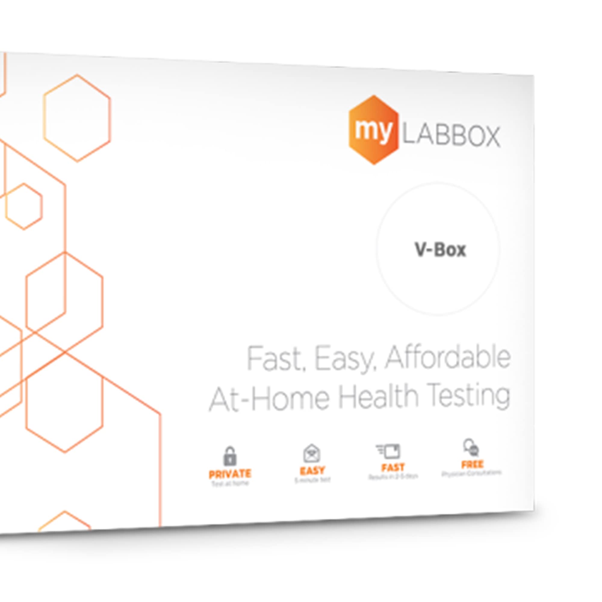 Step-by-step sample collection inside the V-Box for accurate at-home testing.