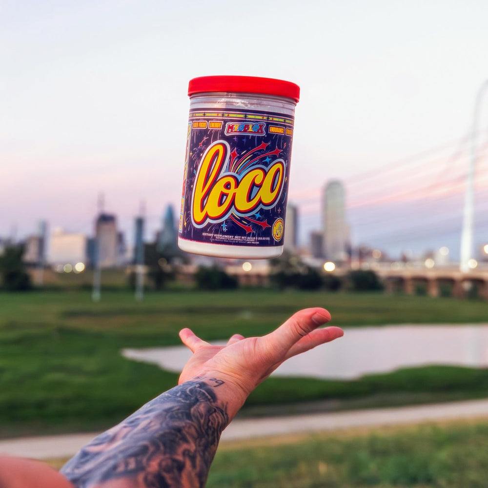 MyoBlox LOCO label close-up communicates premium ingredients and quality.