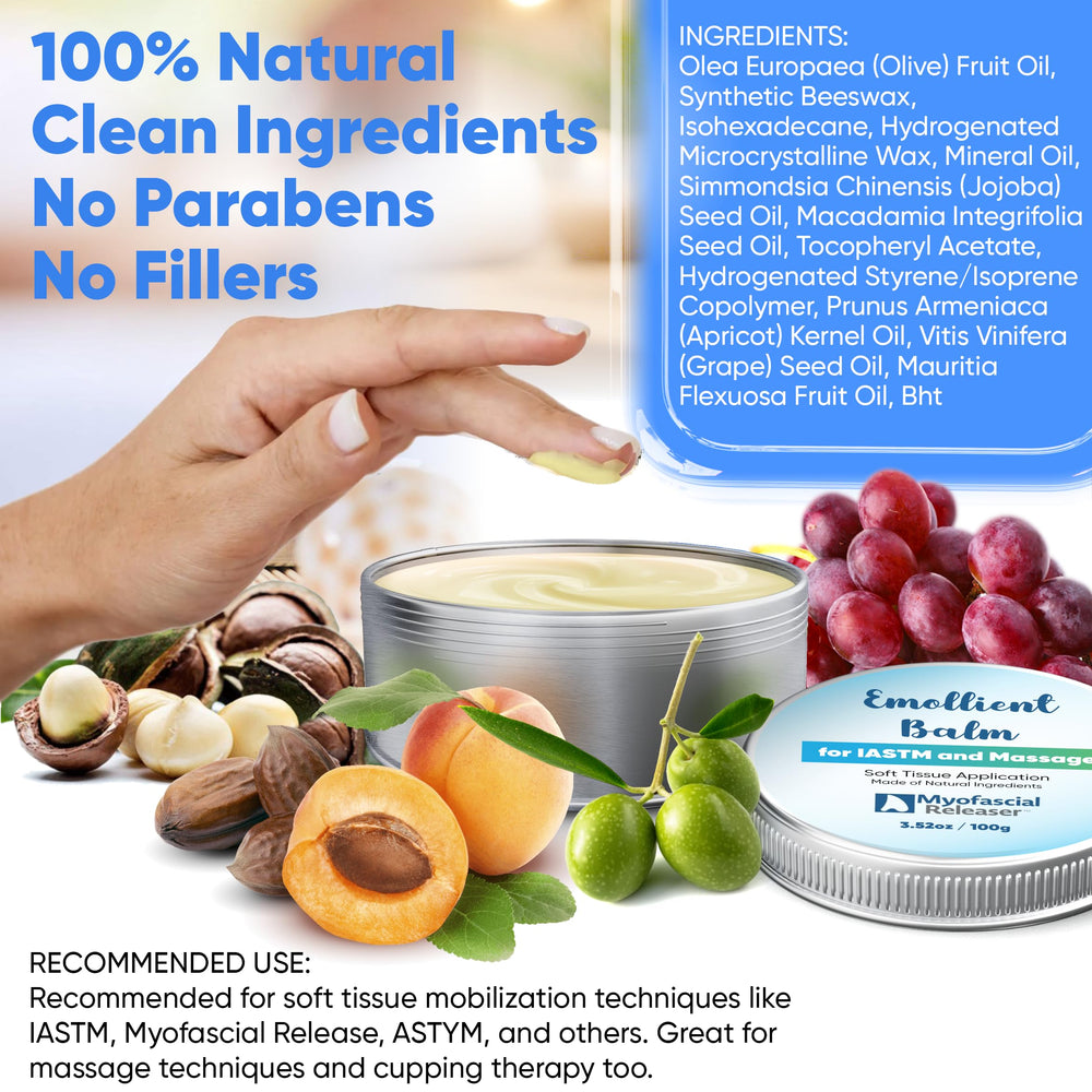 Myofascial Releaser natural oil blend hydrates skin during treatment.