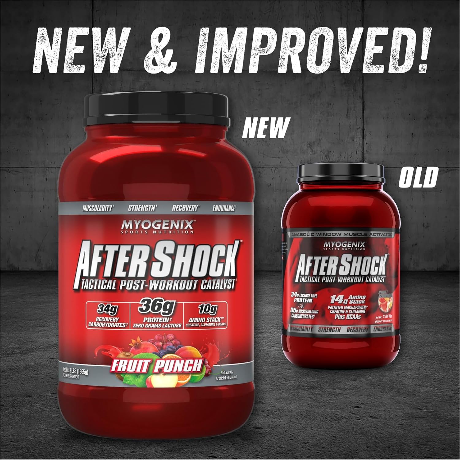 Closeup of AFTERSHOCK label highlighting key nutrition information.
