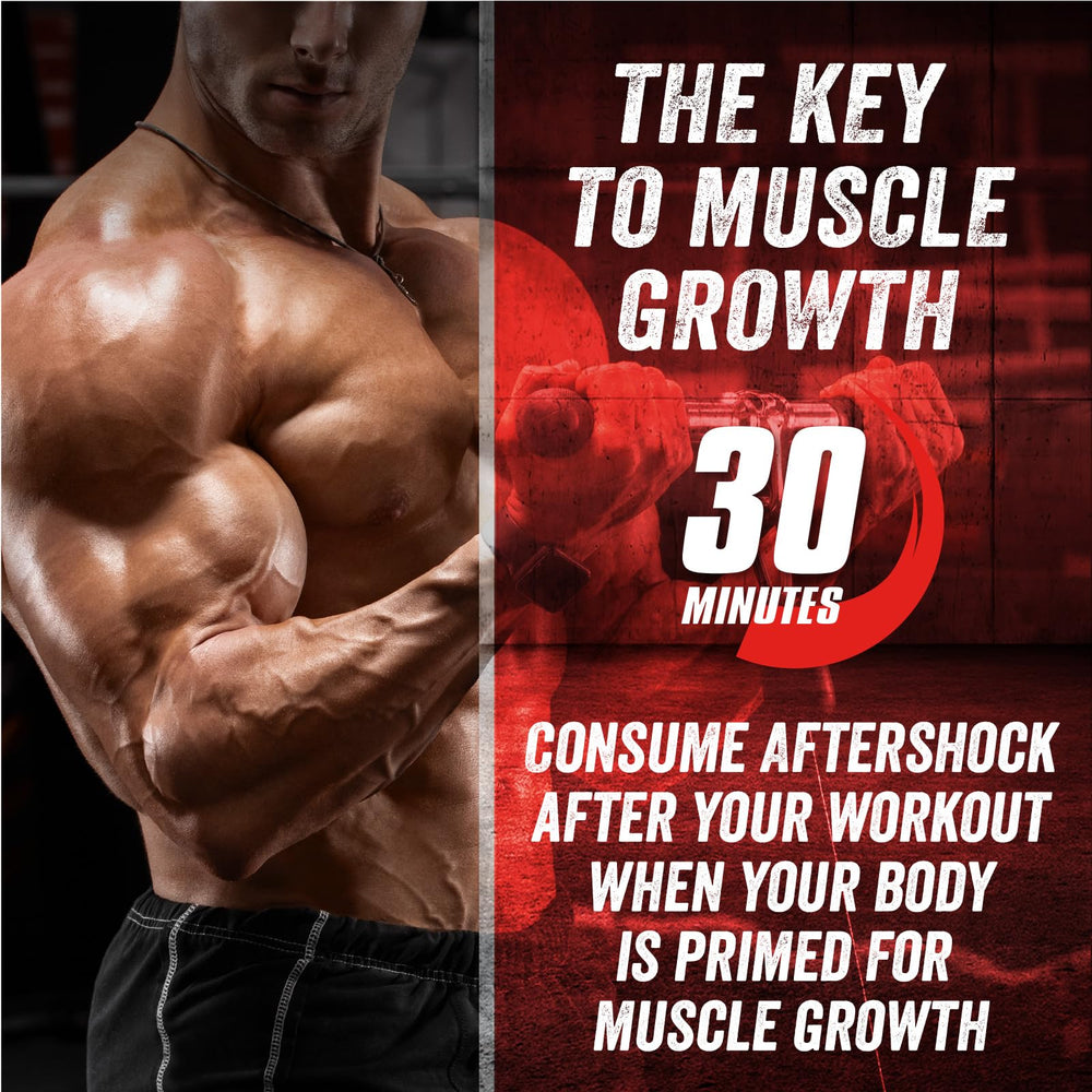 Glass with Myogenix Aftershock poured after training for a convenient recovery drink.