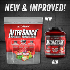 Myogenix Aftershock shaker bottle with prepared recovery shake