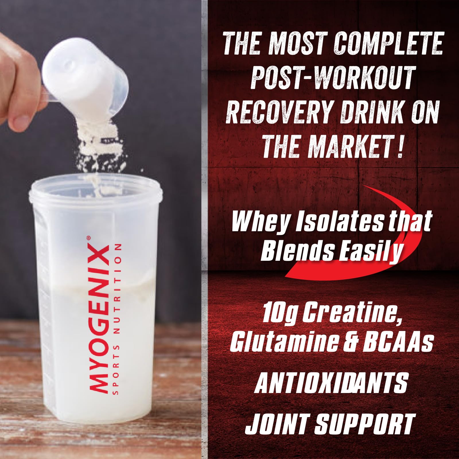 Myogenix AFTERSHOCK Wildberry glass shake ready after a workout.