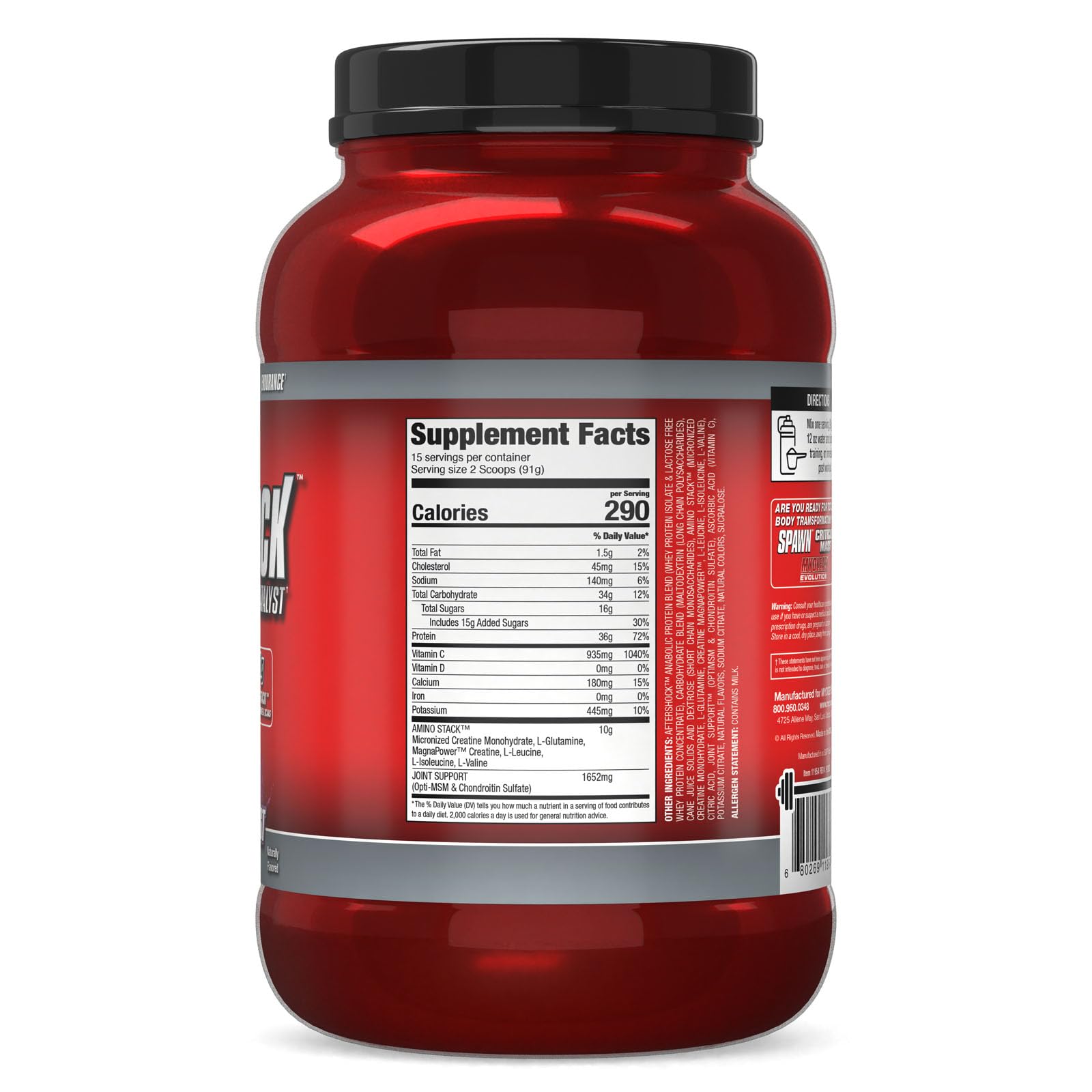 Myogenix AFTERSHOCK Wildberry packaging on display emphasizing all-in-one recovery.