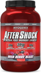 Myogenix AFTERSHOCK Wildberry tub front for post-workout recovery fueling.