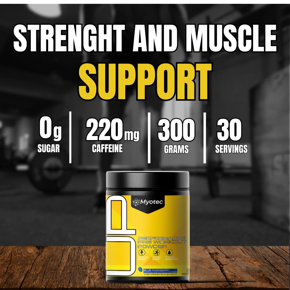 MYOTEC UP Mid Pre Workout mixed with water delivers clean energy and focus.