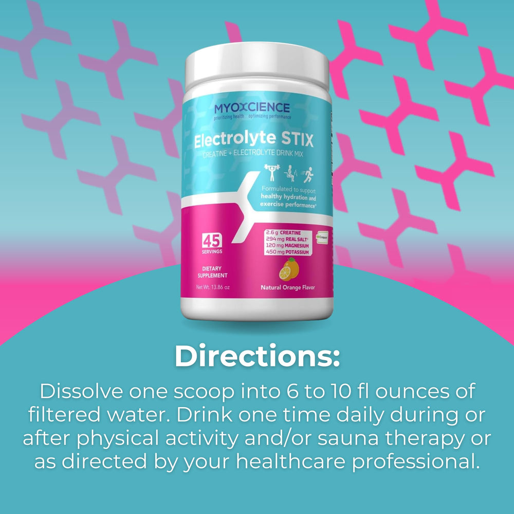 MYOXCIENCE Creatine Electrolyte powder visual suggesting recovery-friendly use.