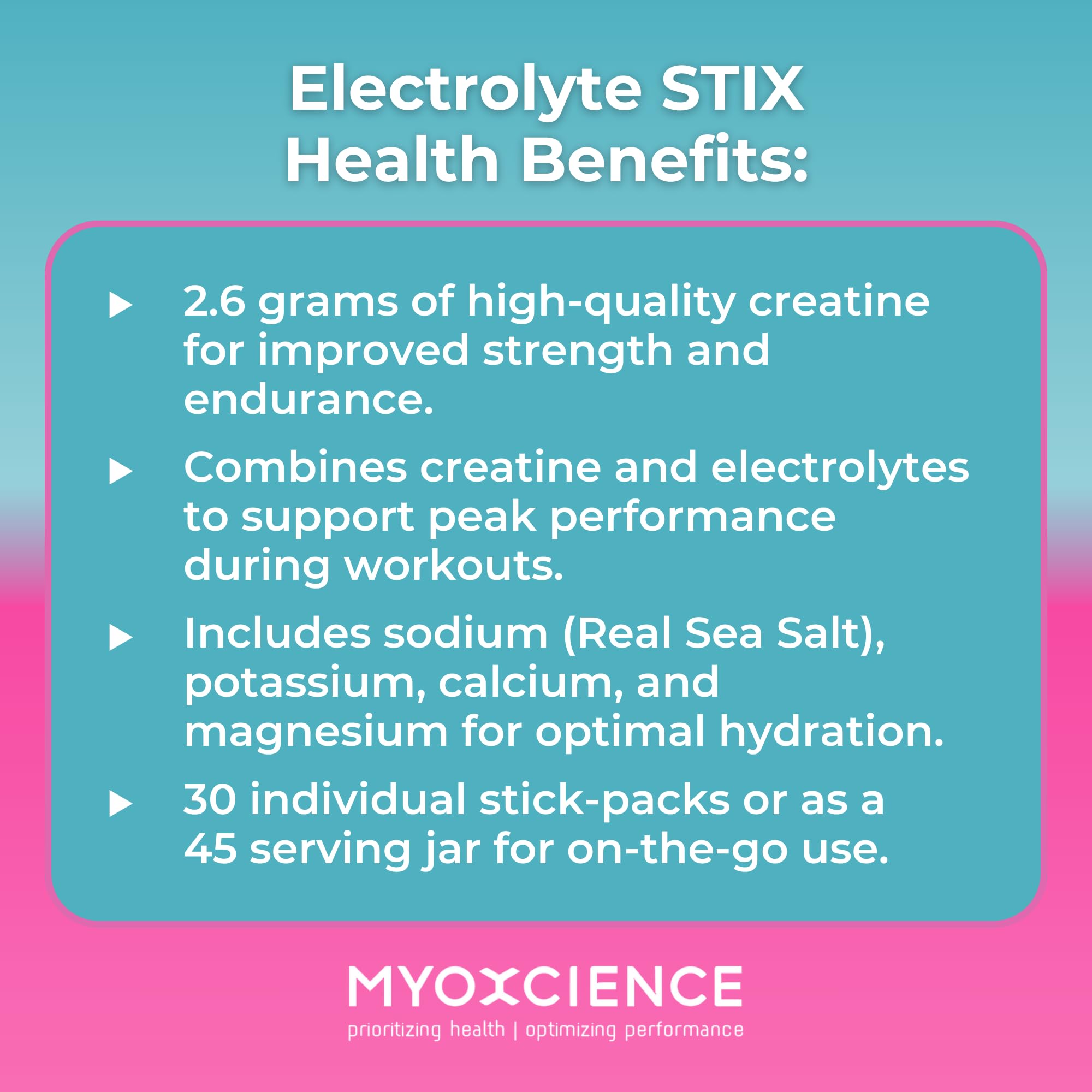 MYOXCIENCE Electrolyte STIX case ready for gym bag use during workouts.