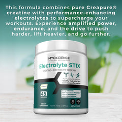 MYOXCIENCE Electrolyte STIX ingredients real salt shown for mineral balance.