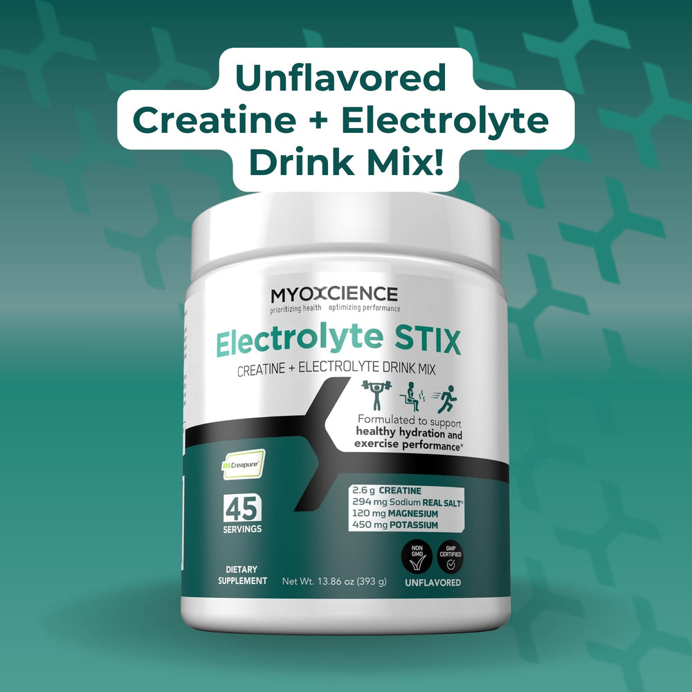 MYOXCIENCE Electrolyte STIX potassium citrate highlight natural mineral balance.
