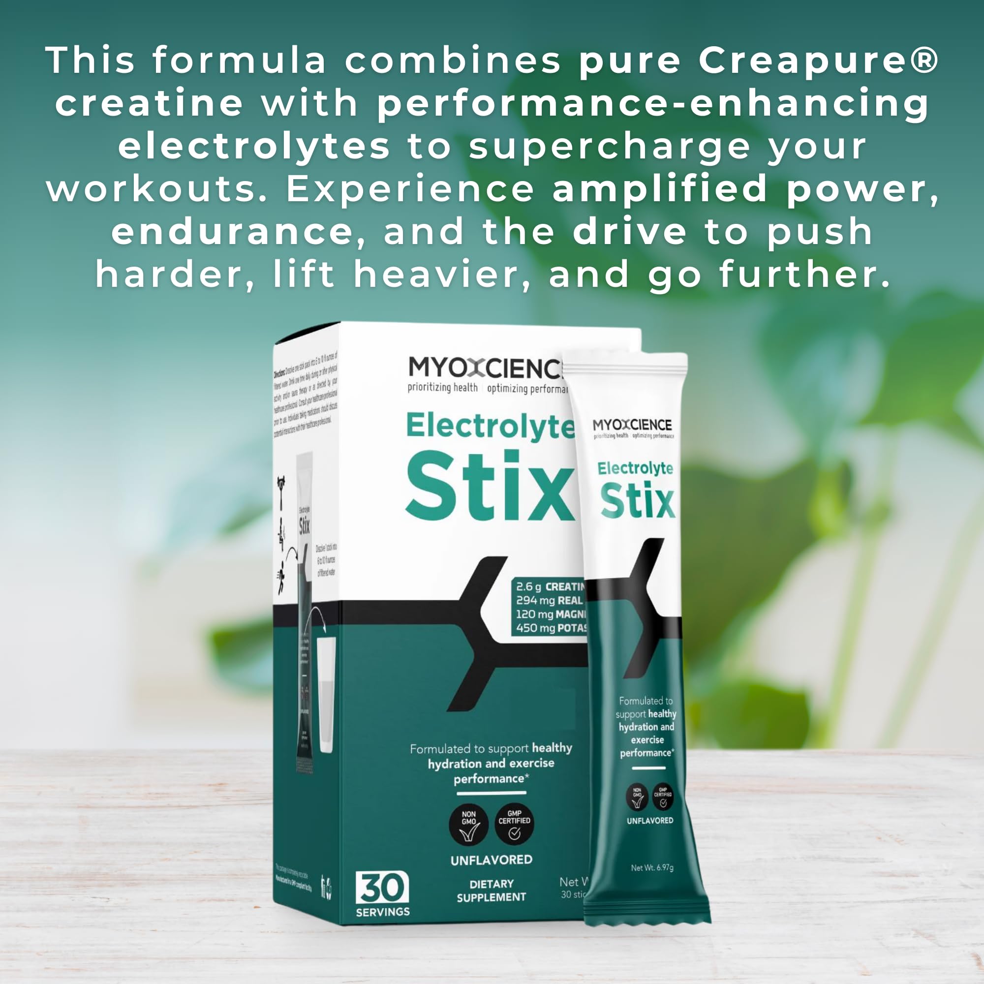MYOXCIENCE Electrolyte STIX real salt detail highlights mineral-rich hydration potential.