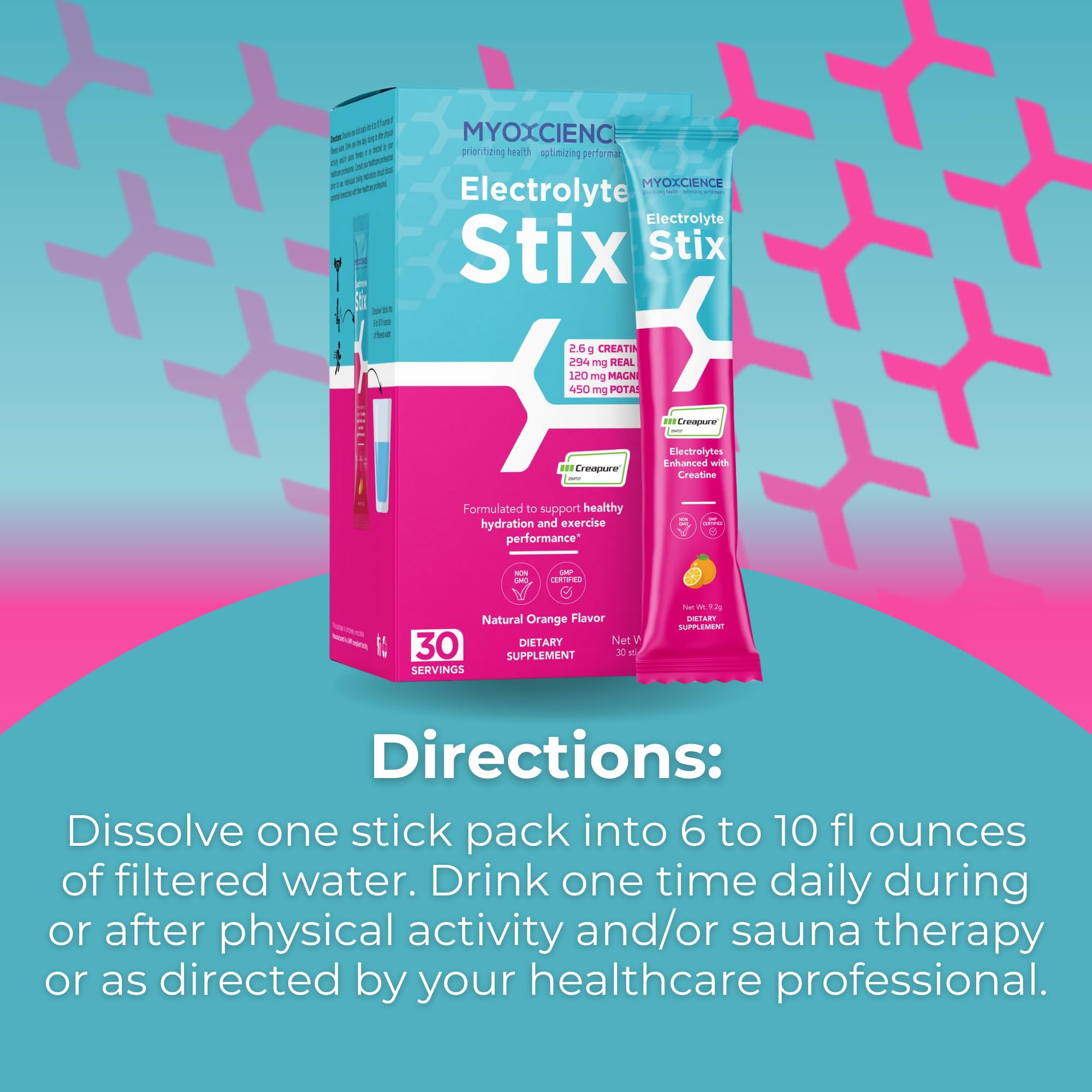 MYOXCIENCE Electrolyte STIX travel packs for convenient workouts and recovery.