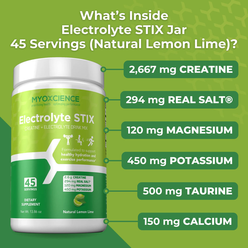 Refreshing MYOXCIENCE lemon lime electrolyte drink in a glass after training
