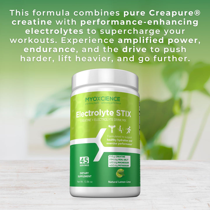 Lemon lime MYOXCIENCE powder dissolving quickly in water for hydration