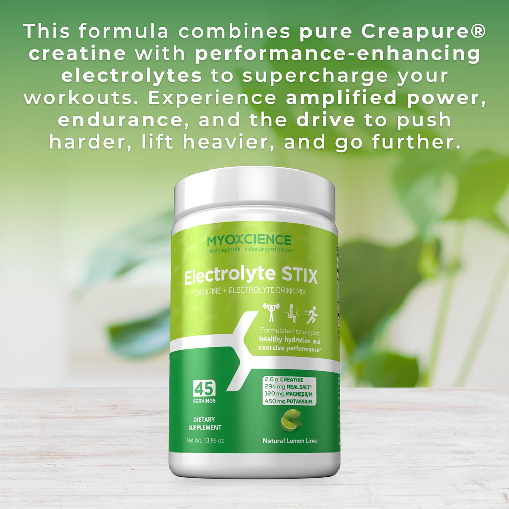 Lemon lime MYOXCIENCE powder dissolving quickly in water for hydration