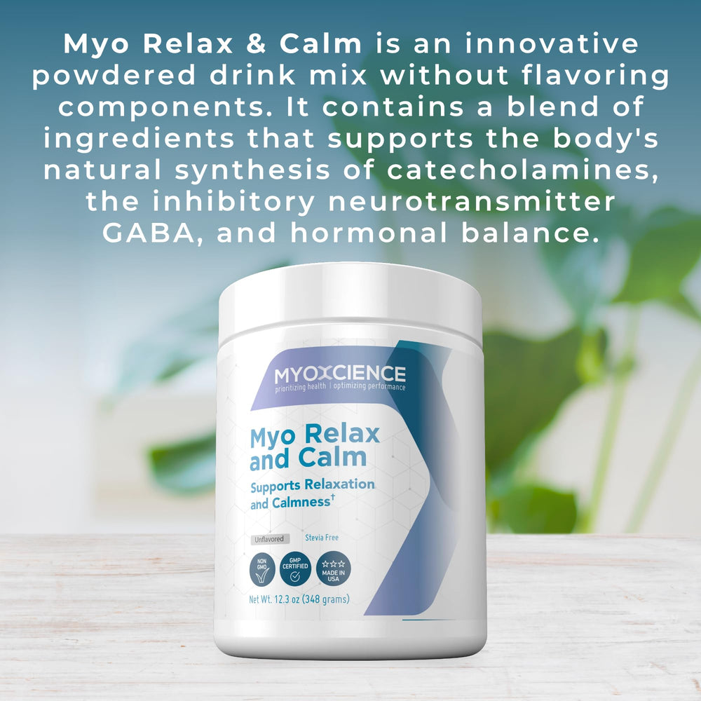 Detail of the Myo Relax label highlighting clean ingredients.