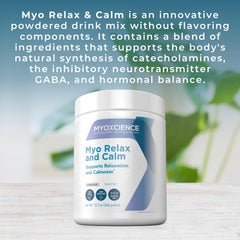 Detail of the Myo Relax label highlighting clean ingredients.