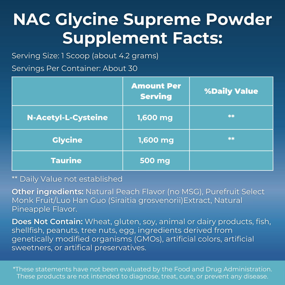MYOXCIENCE NAC Glycine Supreme bottle side showing servings
