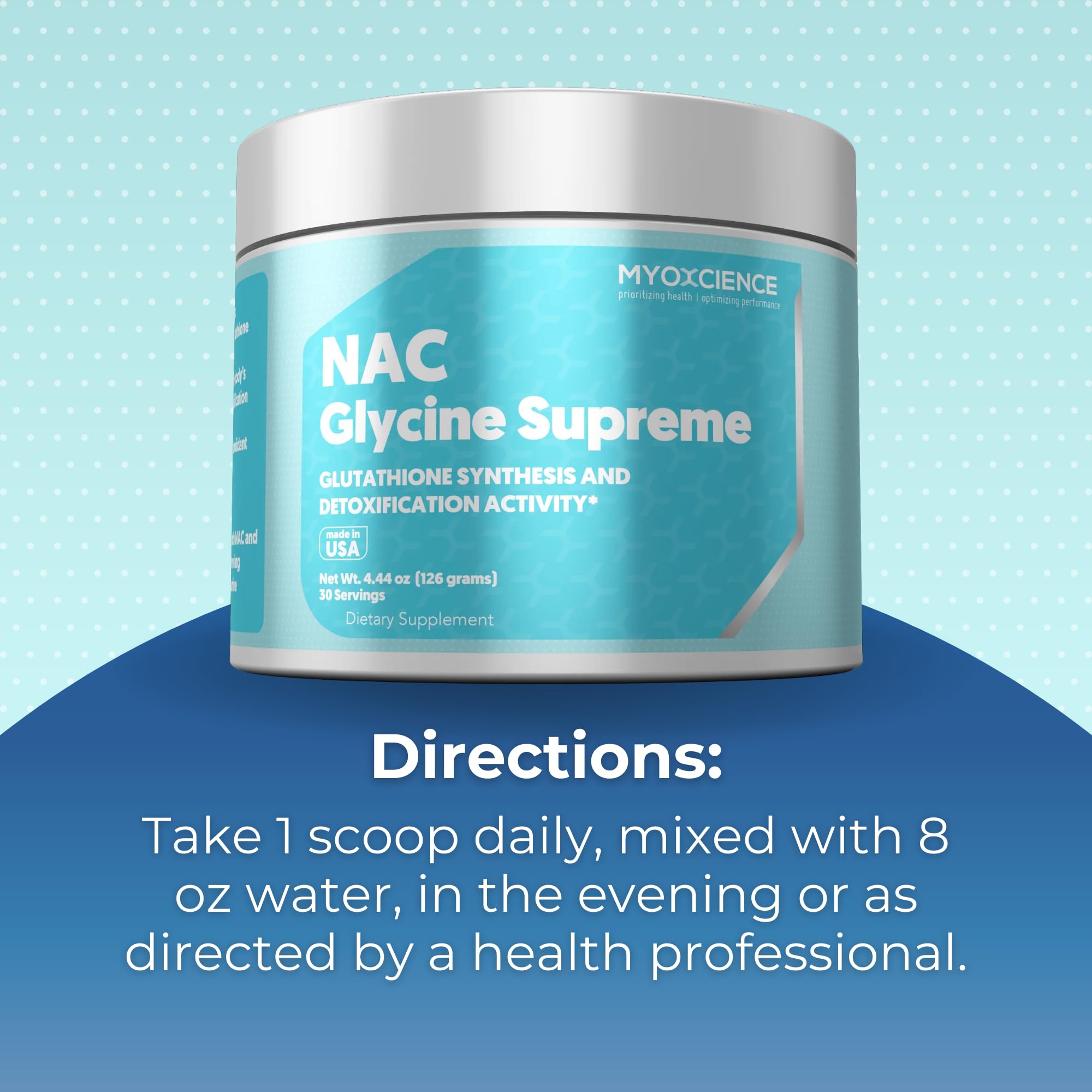 MYOXCIENCE NAC Glycine Supreme packaging box and branding