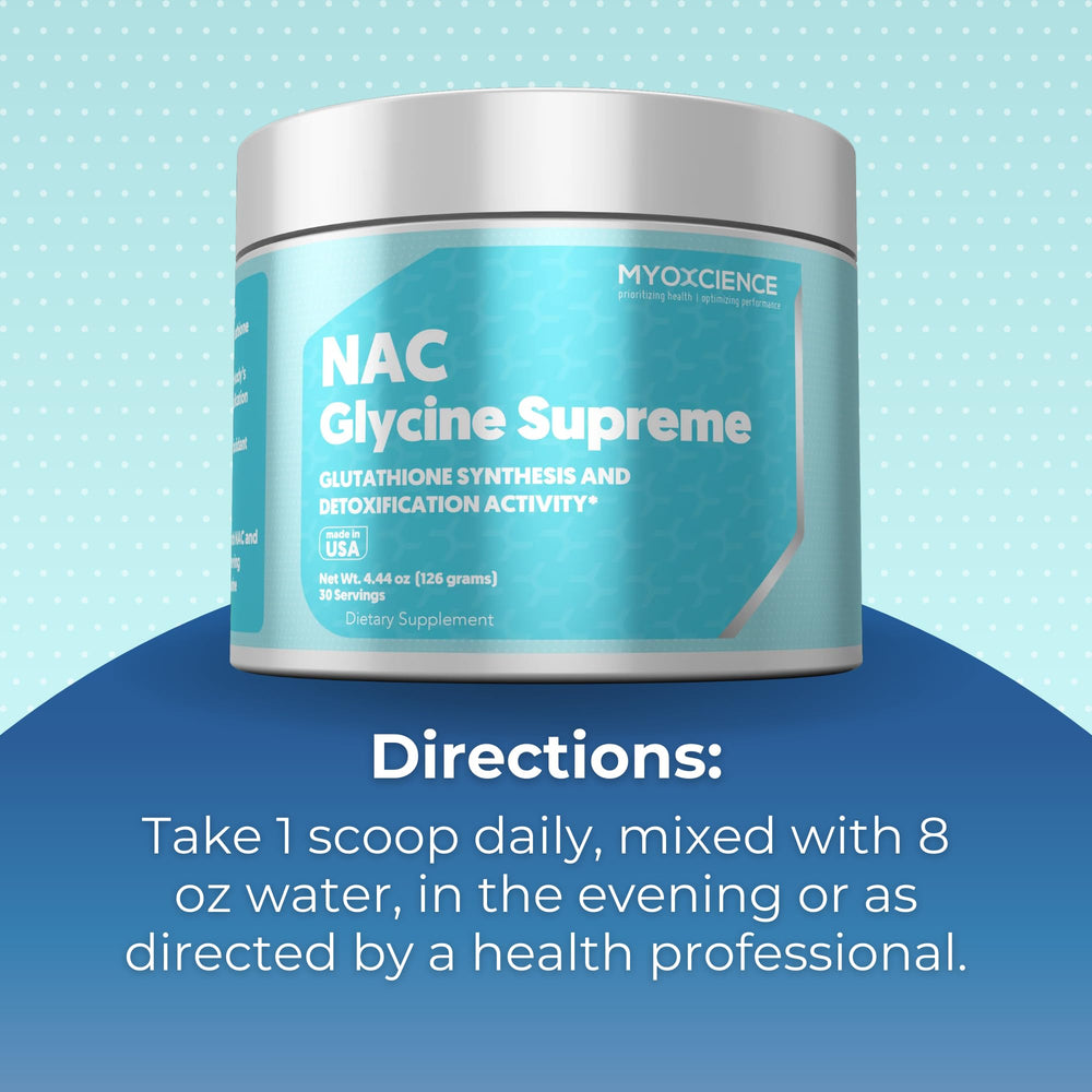 MYOXCIENCE NAC Glycine Supreme packaging box and branding