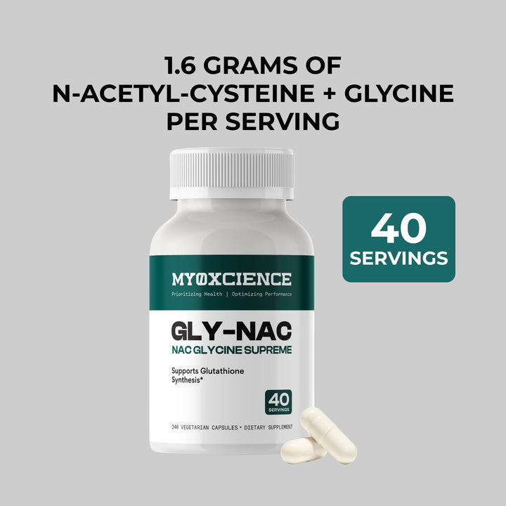 MYOXCIENCE NAC Supreme capsules NAC per serving displays 1.6 g content