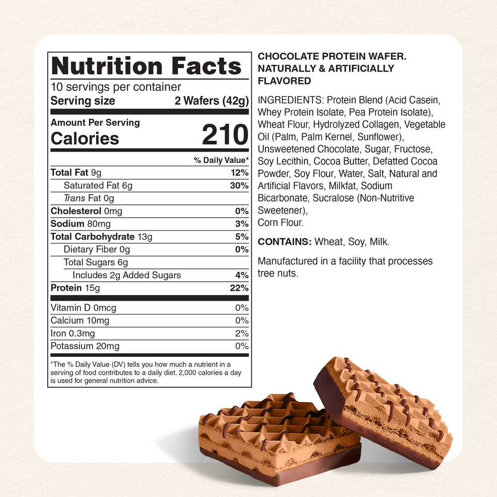 Myprotein Crispy Wafers box back details nutrition and ingredients for mindful snacking.