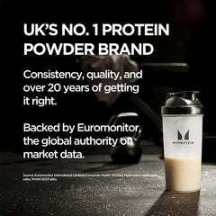 Myprotein Impact Whey Protein Isolate measuring scoop for convenient prep.