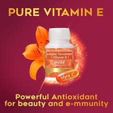 Myra E 400 IU vitamin E packaging display suggesting a simple daily routine