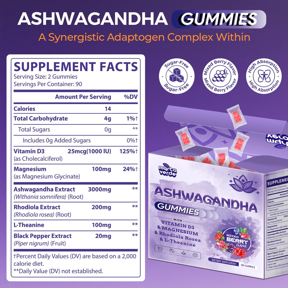 Packaged Myrtaverde gummies displaying label and dosage information