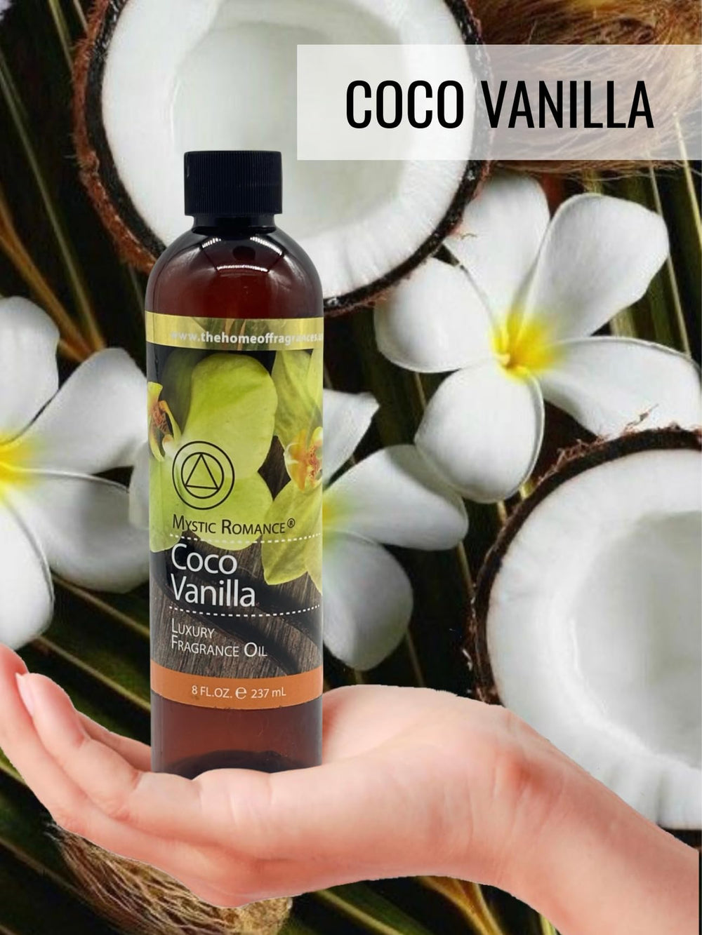Mystic Romance Coco Vanilla 2oz bottle with dropper for precise scents