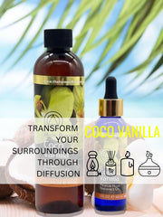 Mystic Romance Coco Vanilla diffuser setup showing aroma diffusion